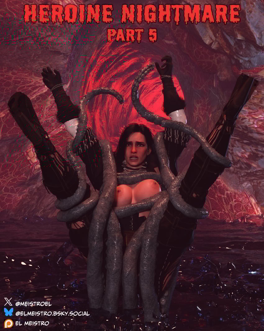 3d black_hair breasts captured captured_heroine cd_projekt_red clothing defeated defeated_heroine elmeistro female imminent_rape imminent_sex legs_up light-skinned_female looking_at_viewer monster necklace nipples purple_eyes spread_legs tentacle the_witcher_(series) the_witcher_3:_wild_hunt yennefer