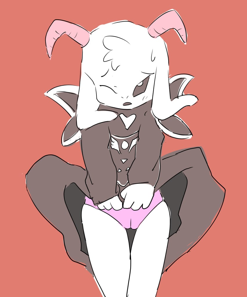 asriel asriel_dreemurr blowing blush furry goat murrsriel panties pink robe rule_63 skirt undertale wind