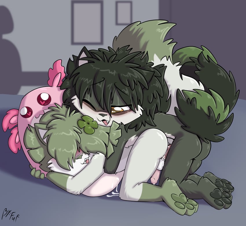 2boys anal anal_sex anthro ass balls blush cub cum cum_in_ass cum_inside fangs fuf furry gay male male/male male_only nude one_eye_closed open_mouth penis sex teeth tongue yaoi young