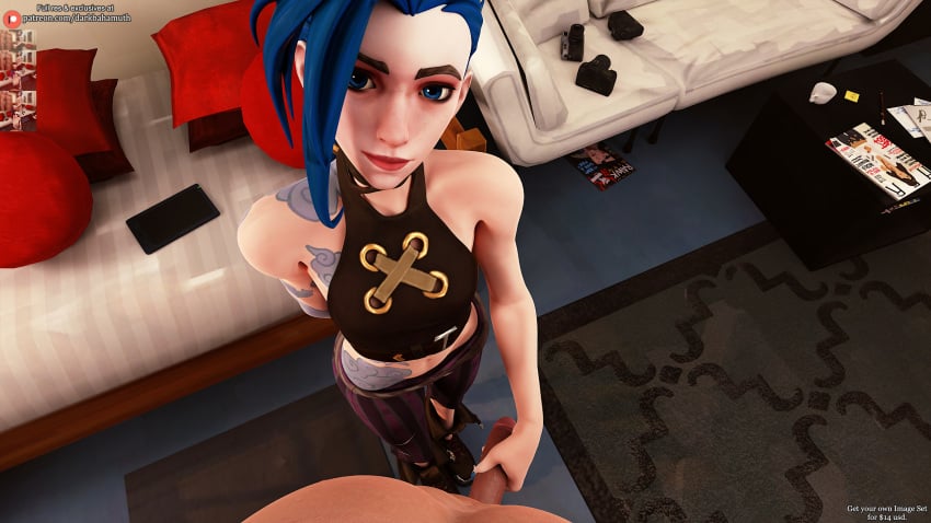 3d 3d_(artwork) age_difference arcane darkbahamuth fortnite grabbing_penis handjob jinx_(league_of_legends) league_of_legends male_pov petite pov skinny slender_waist small_breasts teenage_girl teenager young younger_female