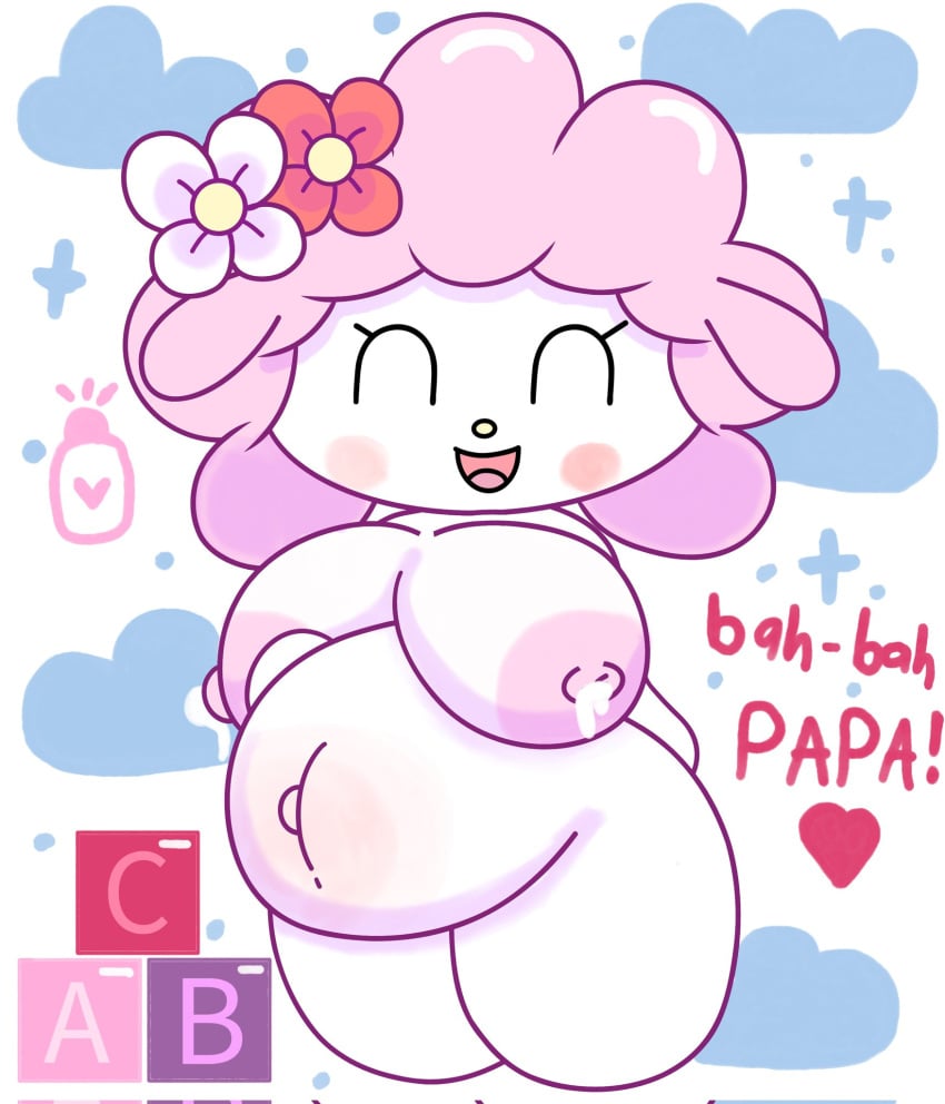 2d 2d_(artwork) 2d_artwork areolae big_areola big_breasts bleating breasts breasts_bigger_than_head breasts_out closed_eyes cyka♡ expecting furry furry_only happy happy_female huge_breasts lactating lactation large_breasts looking_at_viewer milk milking milking_breasts my_sweet_piano nipples nude nude_female onegai_my_melody pink_fur pink_hair pregnant pregnant_belly pregnant_female sanrio sheep sheep_girl smile smiling smiling_at_partner smiling_at_viewer soon_to_be_parents talking_to_viewer thick_thighs thighs white_body white_skin