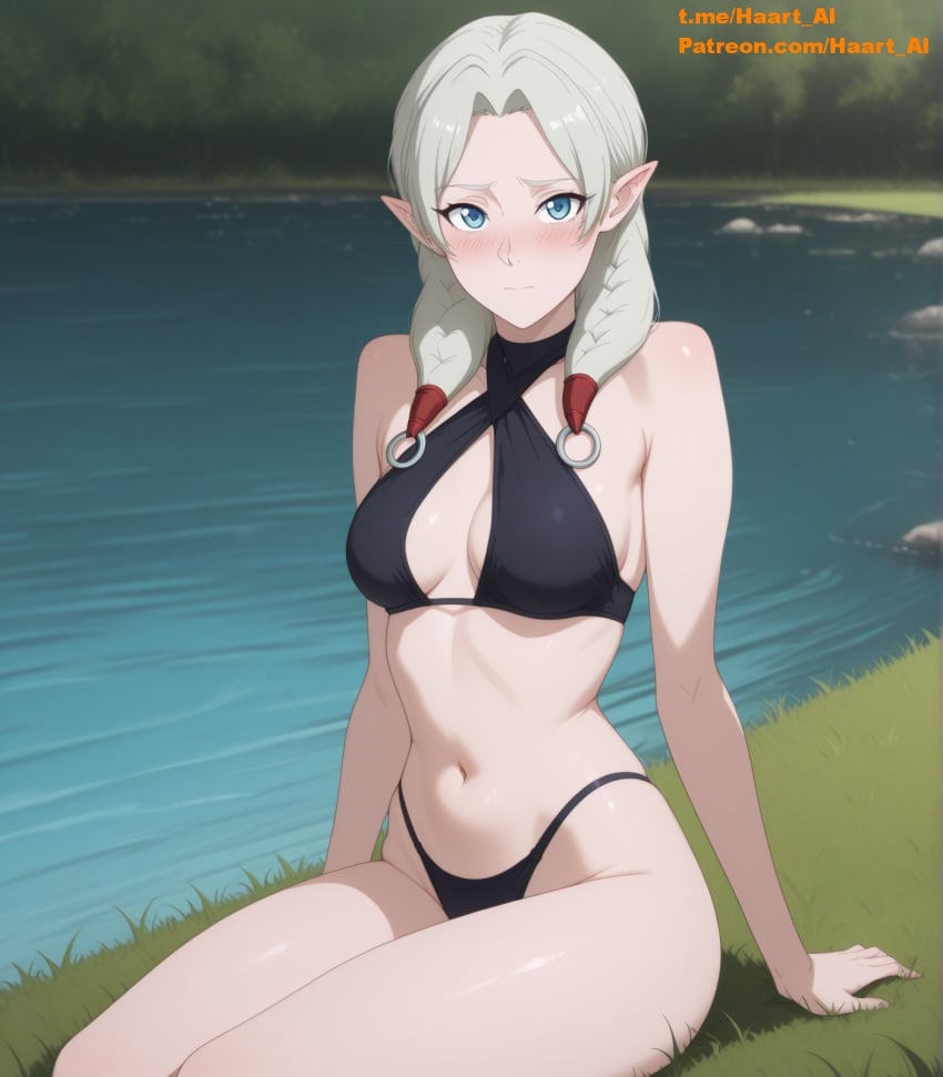 ai_generated blue_eyes dota:_dragon's_blood dota_2 elf elf_ears fymryn haart_ai lake water white_hair
