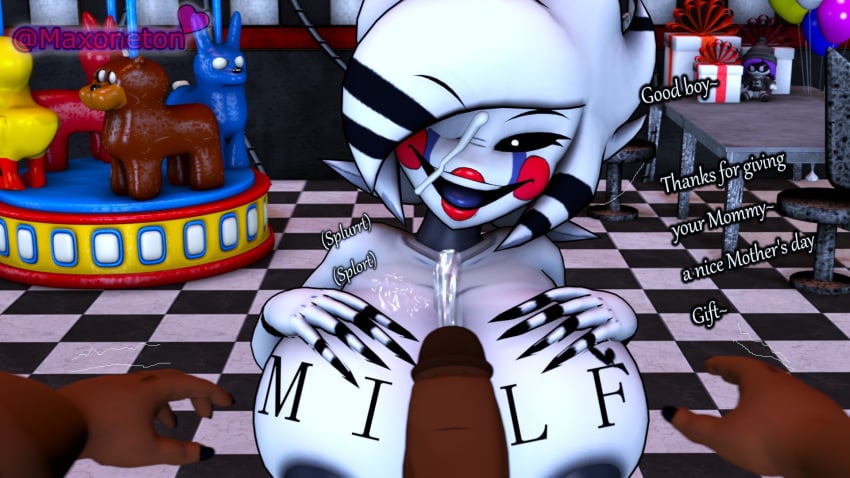 3d 3d_(artwork) 3d_model 3d_render big_breasts breasts breasts_focus breasts_out cryptiacurves cum cum_on_breasts cum_on_face cumshot cumshot_on_chest fap_nights_at_frenni's fazclaire's fazclaire's_nightclub five_nights_at_freddy's_2 fnia frenni_fazclaire marie_(cally3d) marie_(cryptia) maxoneton penis pov puppet_(cally3d) puppet_(fnaf) robot robot_girl robot_humanoid sfm smug_face source_filmmaker splurt subtitled tattoo tattoo_on_chest tattoos