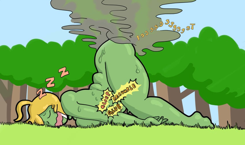1girls ass_up batcat bbw big_breasts buttsybobcat enjoying_farting fart fart_cloud fart_fetish farting female green_skin gulpin humanoid looking_pleasured nintendo pokemon sleep_farting sleeping stomach_noises yellow_hair