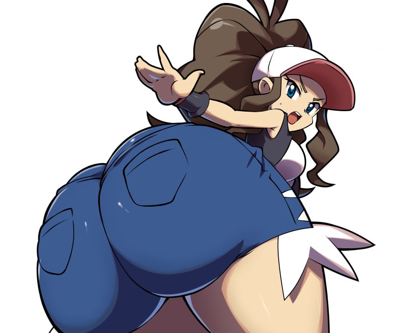 2d 2d_(artwork) ass ass_focus big_ass big_butt blue_eyes brown_hair butt butt_focus clothed clothed_female fully_clothed hat hilda_(pokemon) huge_ass huge_butt large_ass large_butt looking_back looking_back_at_viewer nintendo niyuyu pokemon ponytail round_ass round_butt shorts thick_thighs thighs tight_shorts transparent_background