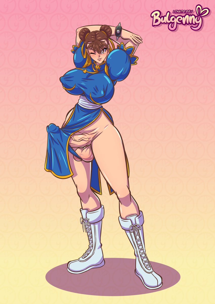 1futa balls big_balls big_breasts big_cock big_nipples big_penis big_testicles breasts brown_eyes brown_hair bulgenny capcom chun-li clothed clothing dickgirl erect erect_nipples erect_penis erection erection_under_clothes futa_only futanari huge_balls huge_breasts huge_cock huge_nipples huge_testicles intersex large_areolae large_balls large_breasts large_cock large_penis large_testicles light-skinned_futanari light_skin long_hair long_penis nipples penis scrotum short_hair solo solo_futa street_fighter tenting testicles uncensored veiny_penis