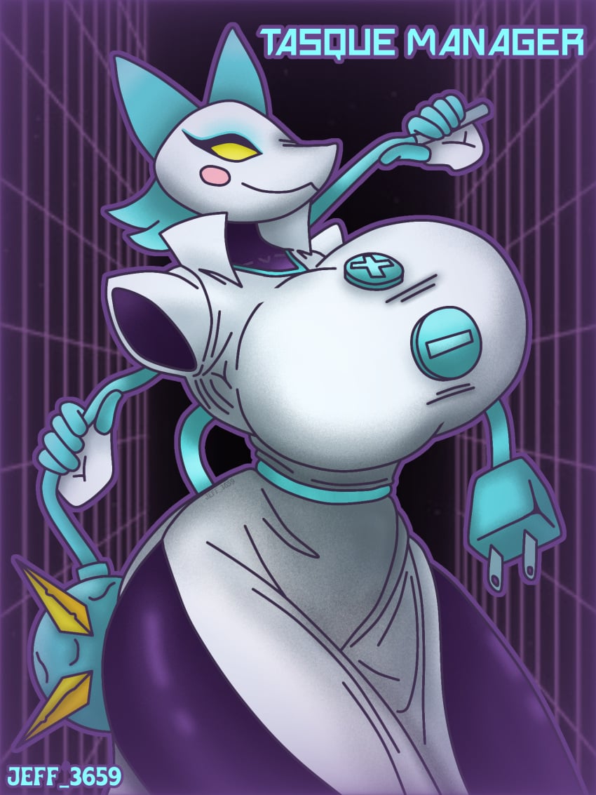 deltarune dominant dominant_female female furry hot jeff-3659 no_ai no_sex seductive tasque_manager_(deltarune) undertale white_dress white_shirt white_skin yellow_eyes