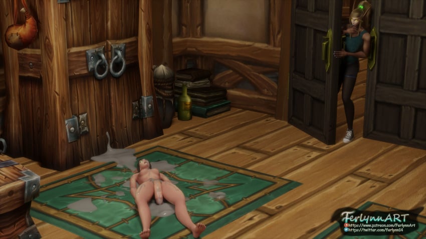 3d big_penis blaire_dawnstar blood_elf cum female ferlynn futa_on_female futanari mastrubation selfsuck serenthia watching world_of_warcraft