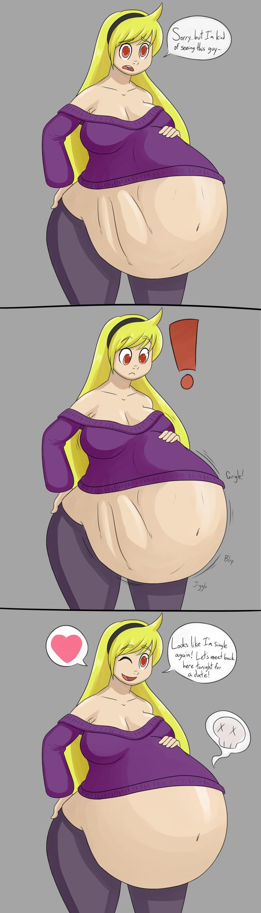 ambiguous_prey big_belly blonde_hair dawn_(pyxxyl) digestion fatal_vore female pyxxyl sequence tagme vore vore_belly