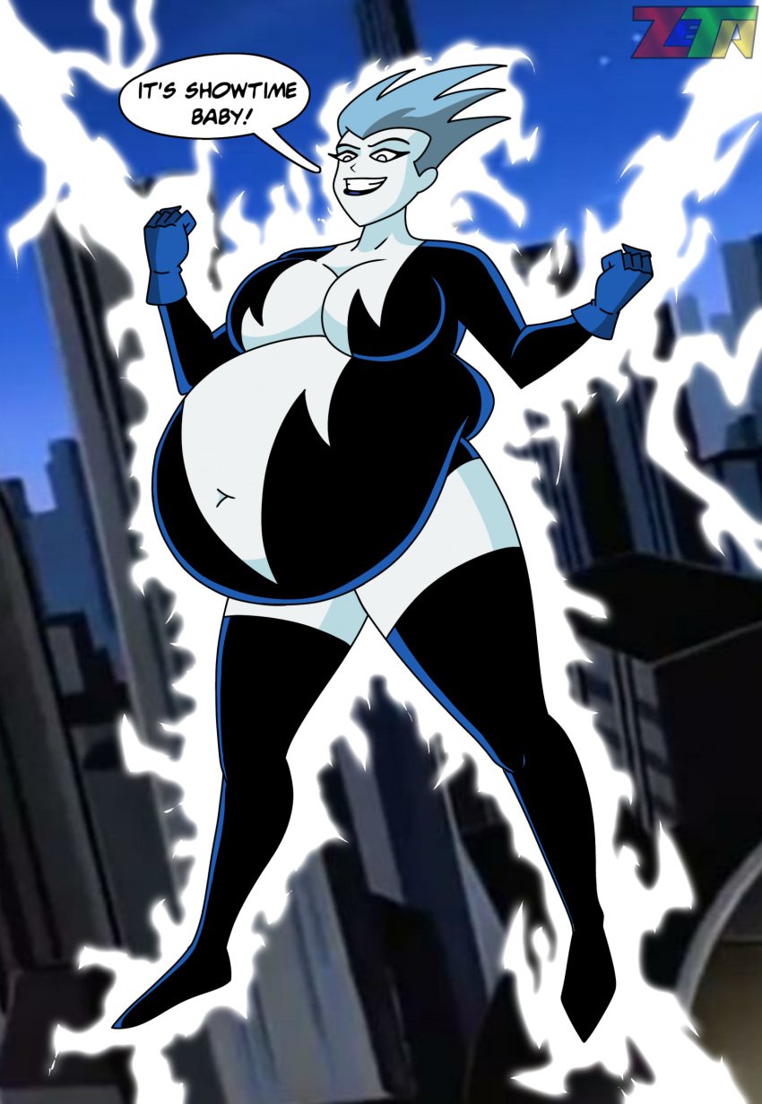 dc_comics dcau electricity fat huge_belly huge_breasts livewire overweight self_upload superman:_the_animated_series thick_thighs villainess zetamagnus101