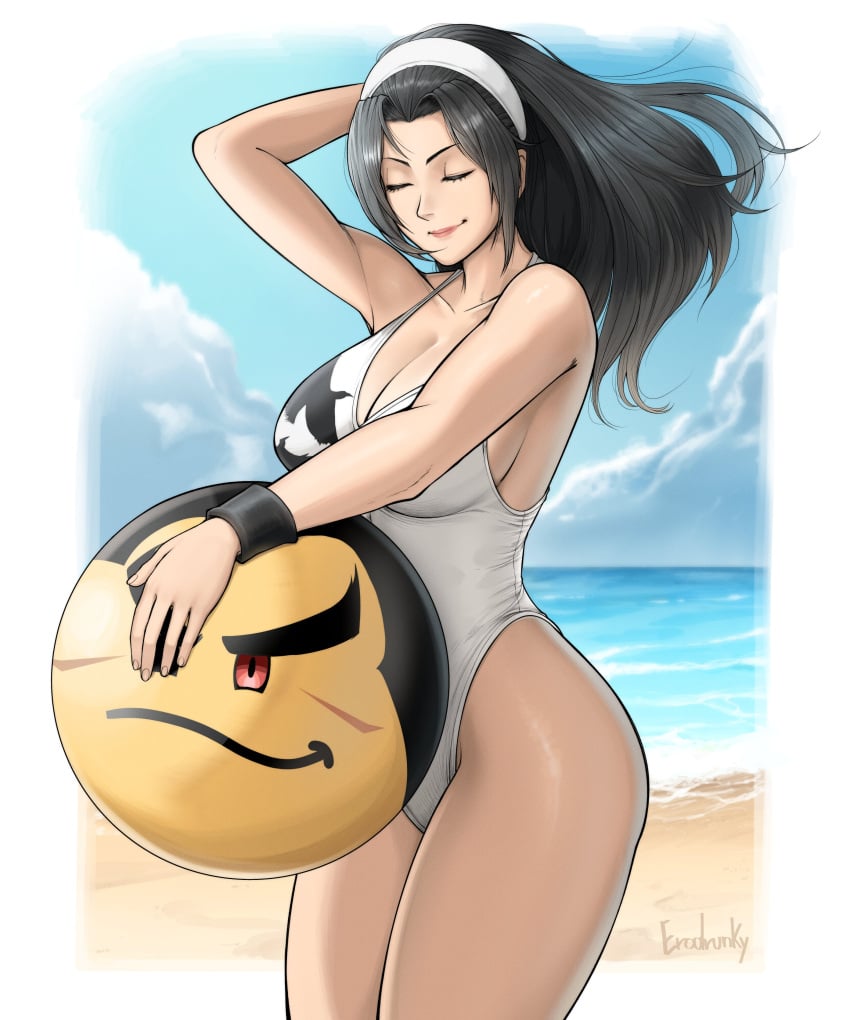 beach big_ass big_breasts cleavage closed_eyes erodrunky female female_only kazama_jun kazuya_mishima leotard milf namco tekken tekken_2 tekken_8 tekken_tag_tournament tekken_tag_tournament_2 thick_thighs