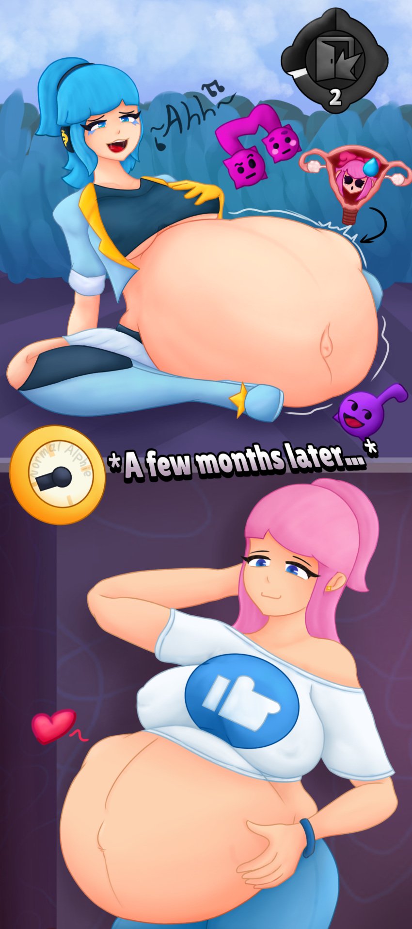 belly brawl_stars fallopian_tubes janet_(brawl_stars) melodie_(brawl_stars) ovaries pregnant pussy pussy_vore stomach stomach_bulge unbirthing uterus vore vore_belly womb