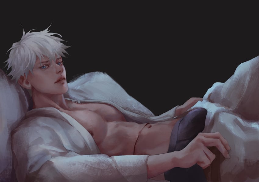 blue_eyes gojo_satoru jujutsu_kaisen male male_only satoru_gojo underpants white_hair