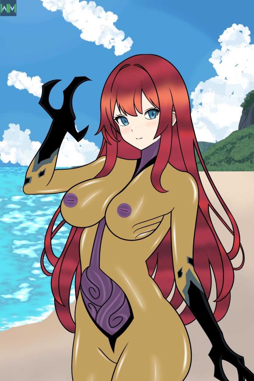 alien ben_10 ben_10_alien_force ben_10_ultimate_alien big_breasts big_thighs black_arms blue_eyes dnalien female nude original_character parasite posing purple_nipples red_hair smiling_at_viewer tentacle walter_montana xenocite yellow_body