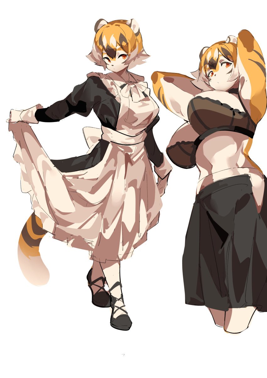 anthro arms_behind_head big_breasts bra breasts feline female furry huge_breasts maid mei_xiang mx99926 short_hair tagme thick_thighs tiger tiger_girl wide_hips