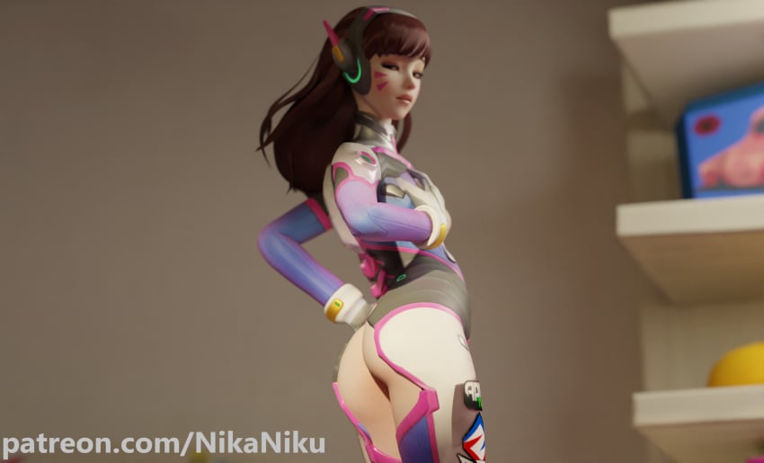 3d 3d_(artwork) 3d_animation 3d_model ass big_ass blender blush breasts brown_eyes brown_hair curvy d.va female girl girly hot_girl huge_ass jewelry kneeling laying_down light_skin lips lipstick long_hair looking_at_viewer necklace nikaniku open_legs outfit overwatch overwatch_2 skinny spread_legs spreading white_body