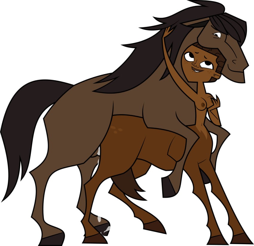 ambiguous_penetration breasts brown_hair centaur centauress chizu_ps_(artist) cum cum_inside dark-skinned_female dark_brown_hair dark_skin elinor_the_witch ellissummer female hornyhobbit horse male mother-of-trolls sanders_(tdi) sex stallion straight taur the_ridonculous_race total_drama_island transparent_background zoophilia