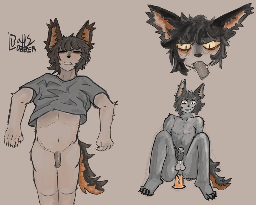 5:4 aak_(arknights) absurd_res anthro arknights balls ballslobber_(artist) black_body black_fur bodily_fluids brown_hair clothed clothing cum dildo dildo_insertion felid feline fellatio fur genital_fluids genitals grey_body grey_fur hair hi_res hypergryph male male/male mammal masturbation nude oral partially_clothed penile penis sex sex_toy sex_toy_insertion simple_background solo studio_montagne yellow_eyes