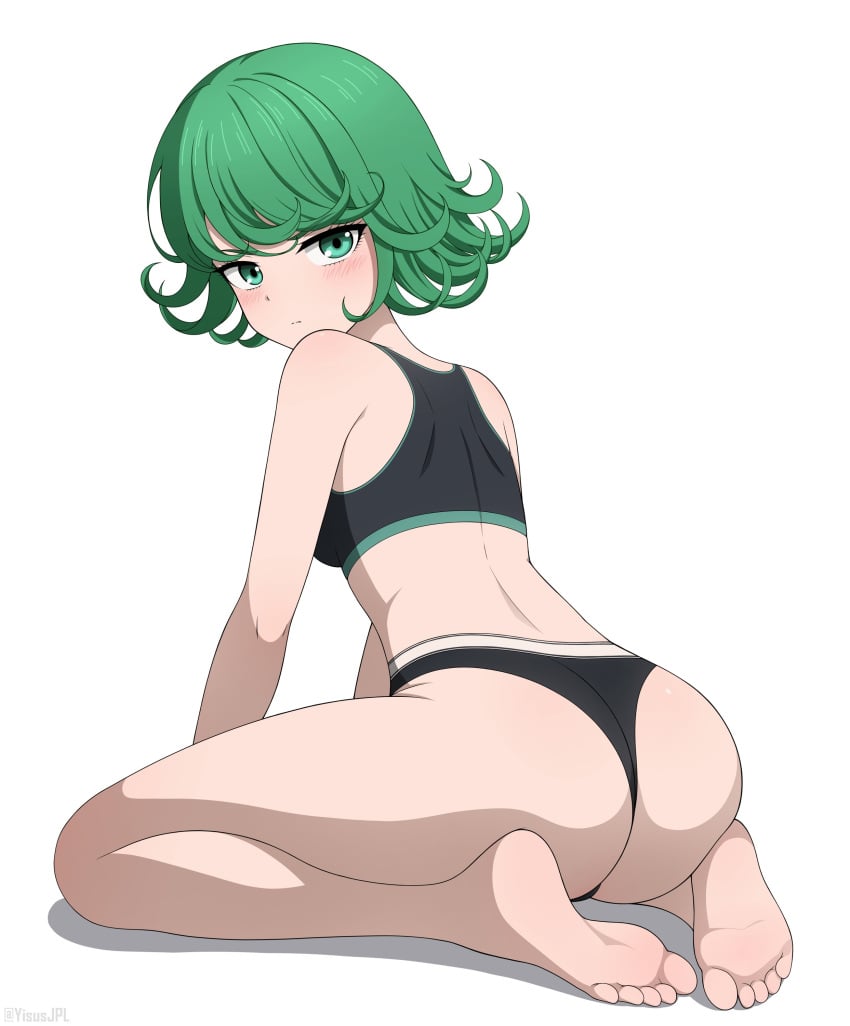 1girls ass barefoot butt feet female female_only female_solo green_eyes green_hair one-punch_man panties short_green_hair short_hair solo solo_female solo_only sports_bra sports_panties sports_wear sportswear tagme tatsumaki yisusjpl