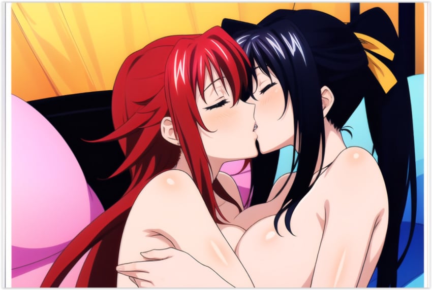 2females 2girls 2women ai_generated akeno_himejima girl_on_girl high_school_dxd lesbian_couple lesbian_domination lesbian_kiss lesbian_sex lovers rias_gremory yuri yuri yuri