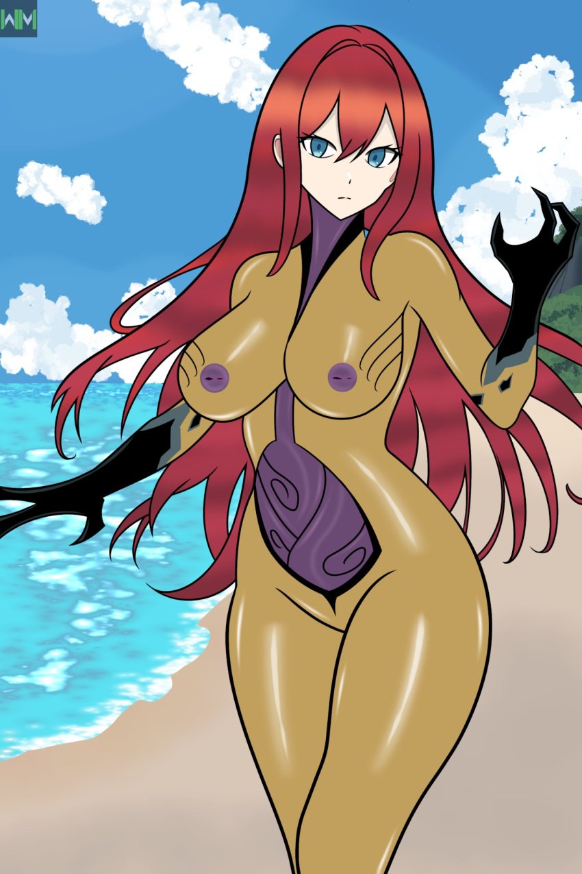 alien ben_10 ben_10_alien_force ben_10_ultimate_alien big_breasts big_thighs black_arms blue_eyes dnalien female nude original_character parasite posing purple_nipples red_hair tentacle walter_montana xenocite yellow_body