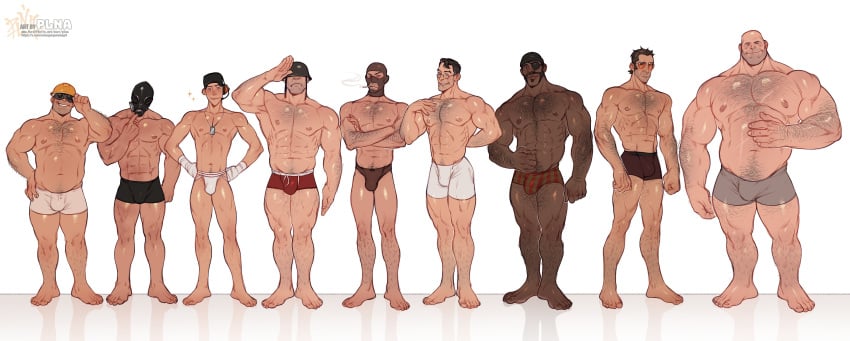 abs bara bara_tiddies bara_tits barazoku beefy body_hair boxer_briefs boxers boxers_(clothing) chart chest_hair dadbod demoman demoman_(team_fortress_2) dilf engineer_(team_fortress_2) hairy_chest heavy_weapons_guy male male_focus male_only mature_male medic medic_(team_fortress_2) multiple_boys multiple_males muscular muscular_arms muscular_male muscular_thighs no_visible_genitalia nonsexual nonsexual_nudity older_male pinup plna pyro pyro_(team_fortress_2) scout_(team_fortress_2) six_pack size_difference sniper_(team_fortress_2) soldier_(team_fortress_2) spy_(team_fortress_2) strongfat tasteful tasteful_nudity team_fortress_2 toned toned_male underwear underwear_only younger_male