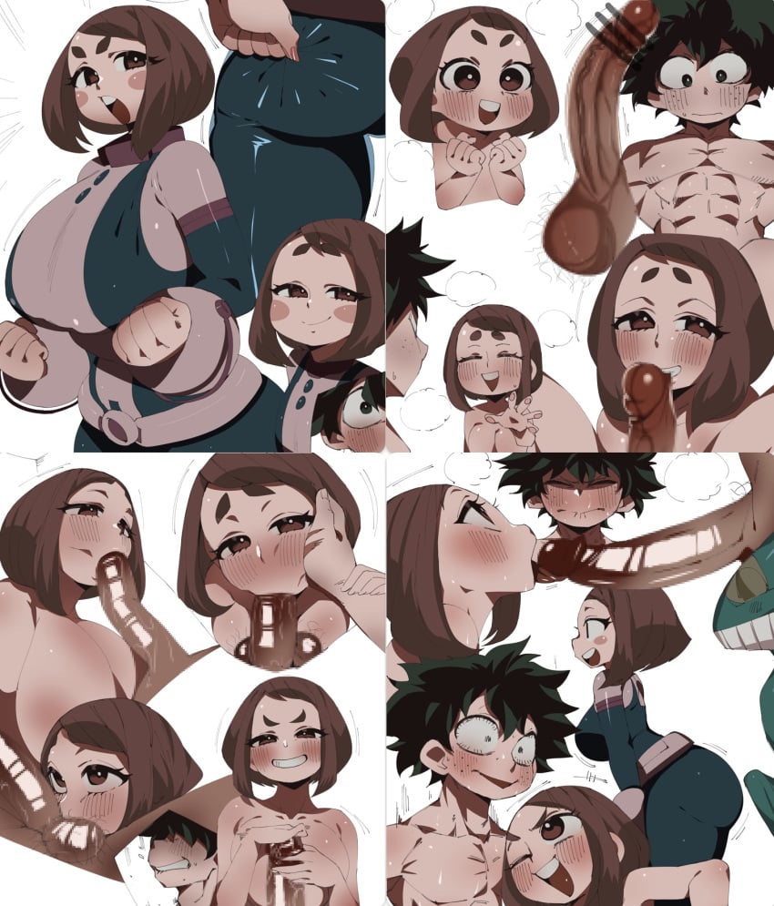 1boy1girl ass big_ass big_breasts breasts canon_couple coffing_(artist) curvy deku izuku_midoriya my_hero_academia nipples ochako_uraraka tagme voluptuous