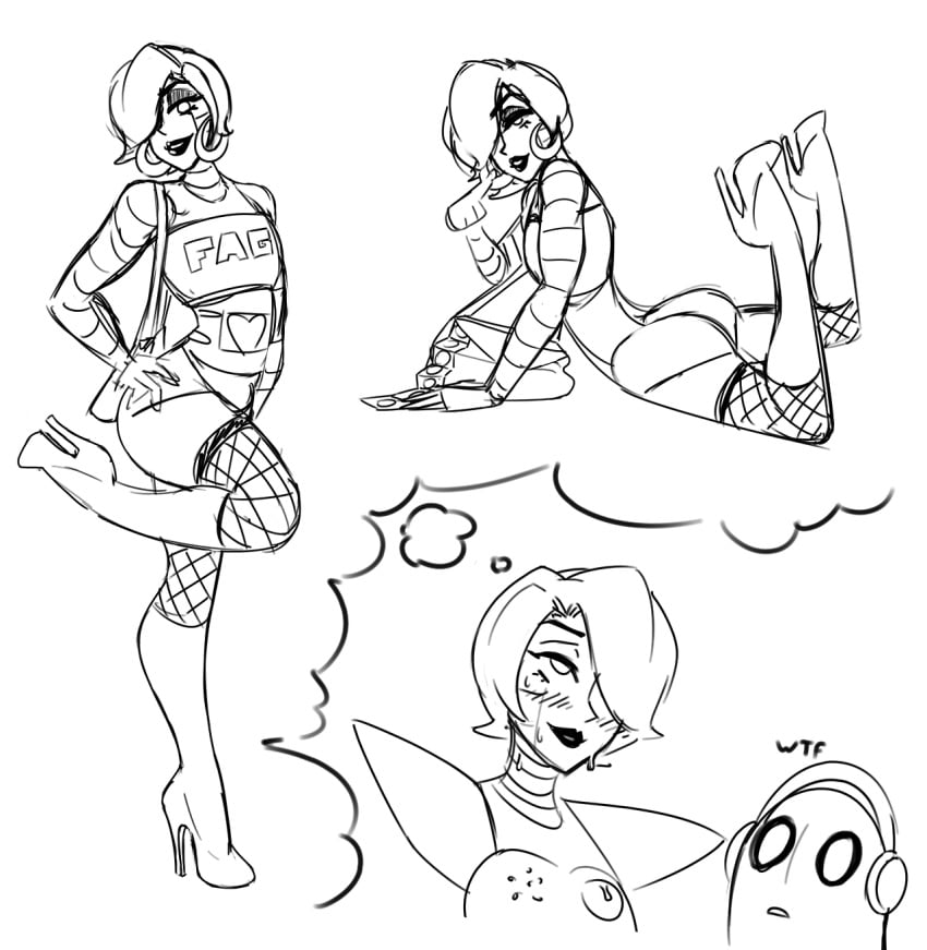 androgynous android ass bimbo crossdressing dat_ass earrings eyeshadow fag fag_shirt faggot femboy fishnets girly hair_over_one_eye high_heel_boots high_heels homophobic_slur hoop_earrings hourglass_figure lipstick looking_at_viewer makeup male mettaton mettaton_ex napstablook pose sealguy trap undertale