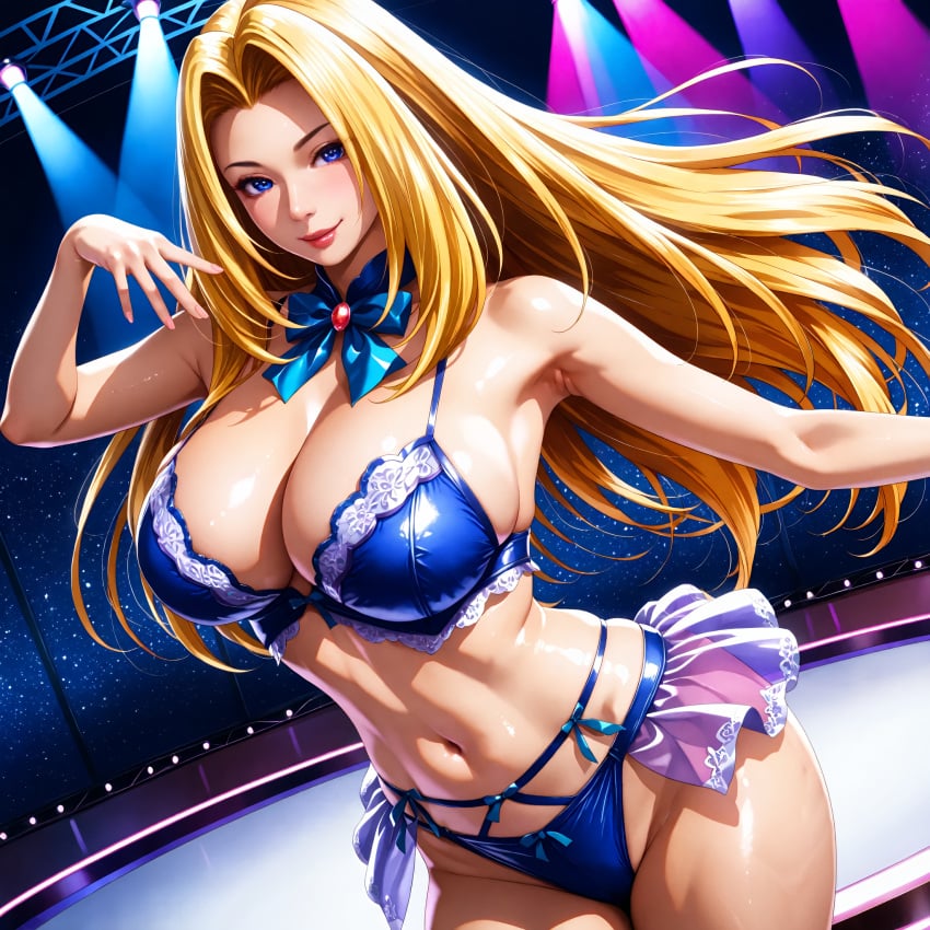 1girls ai_generated arms artist_request bare_shoulders belly blonde_hair blue_background blue_bow blue_bra blue_collar blue_eyes blue_latex blue_panties blue_ribbon blue_skirt blue_straps blue_trim blush bow bow_bra bow_collar bow_panties bra breasts cameltoe cleavage collar collarbone covered_erect_nipples creatures_(company) erect_nipples erect_nipples_under_bra erect_nipples_under_clothes eyebrows eyelashes female_focus game_freak gen_1_pokemon highres jynx large_breasts latex latex_lingerie latex_panties latex_underwear legs legs_together light-skinned_female lingerie long_arms long_eyelashes long_hair long_legs navel nintendo personification pink_background pink_trim pixiv pixiv_commission pixiv_link png png_file pokemon pokemon_(creature) pokemon_(species) ribbon ribbon_bra ribbon_panties see-through see-through_clothing see-through_skirt sideboob skirt_panties sole_female solo solo_focus spot_light stage standing straps strut thick_arms thick_eyebrows thick_eyelashes thick_thighs thighs underwear very_long_hair white_latex white_trim wide_hips