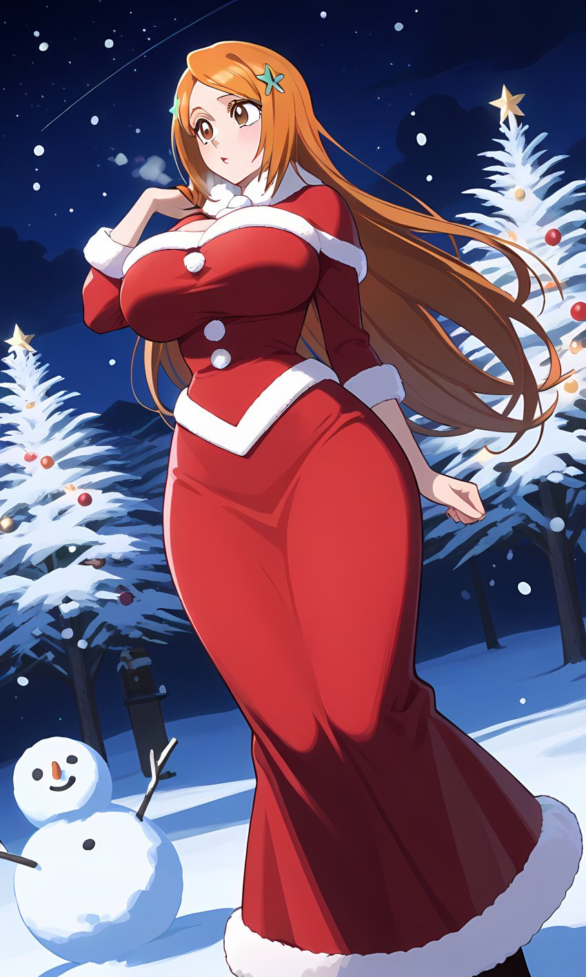 ai_generated bleach christmas christmas_clothing christmas_outfit inoue_orihime