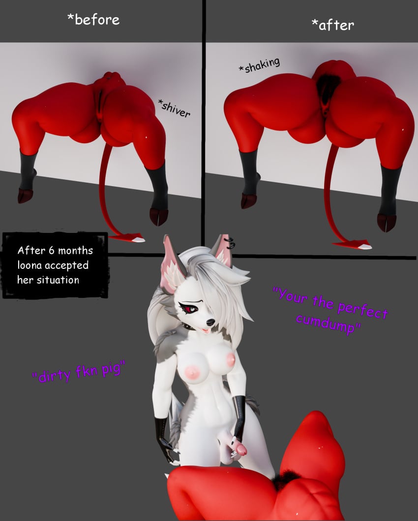 3d anthro ass big_ass big_butt body_modification booty_shorts bubble_butt comic corruption curvaceous curvy exposed_pussy fat_ass female futa_on_female futadom futanari hairy hairy_pussy hellhound helluva_boss heperson hips hole_in_wall huge_ass loona_(helluva_boss) millie_(helluva_boss) pregnant shorts shortstack stuck thick thick_ass thick_thighs thighs voluptuous voluptuous_female wide_hips wolf_girl