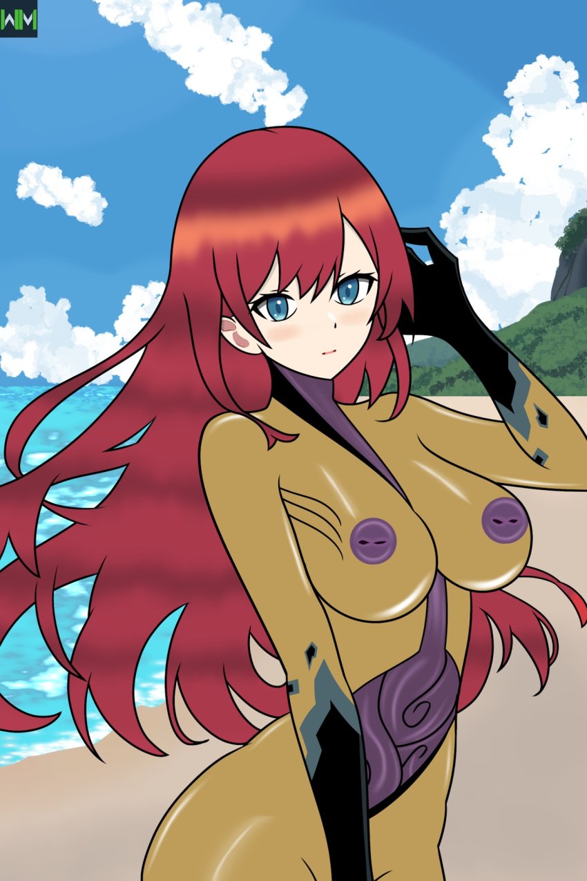 alien ben_10 ben_10_alien_force ben_10_ultimate_alien big_breasts big_thighs black_arms blue_eyes dnalien female hand_on_head nude original_character parasite posing purple_nipples red_hair relaxing tentacle walter_montana xenocite yellow_body