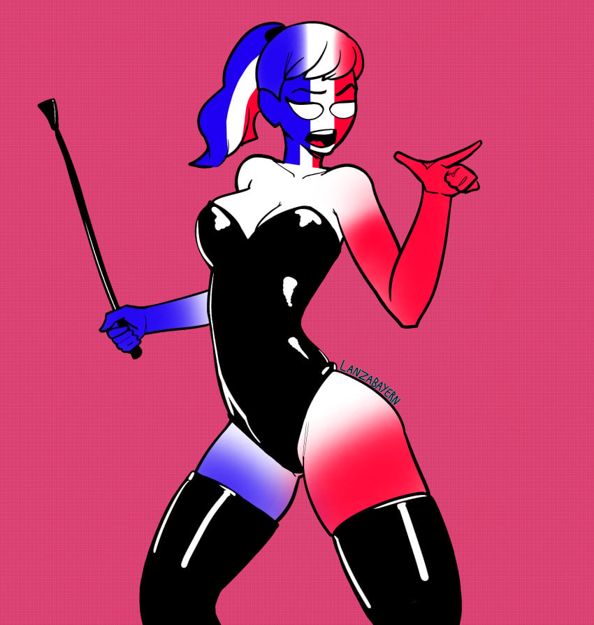 1080p 1girls breasts countryhumans countryhumans_girl france france_(countryhumans) hd lanzabayern large_thighs monokini sexy