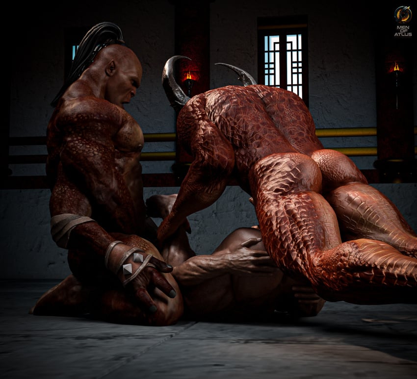 3boys ass big_penis dick fuck_and_suck gay_sex general_shao goro johnny_cage male male_only men_of_atlus monster_boy mortal_kombat mortal_kombat_1_(2023) penis shao_kahn sucking_penis yaoi