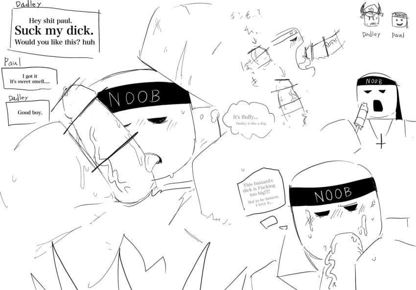 2boys blocky_body blowjob blush cum_on_face gay gay_sex male oc original_character roblox robloxian sucking_penis sweat tagme tagme_(artist) text yaoi