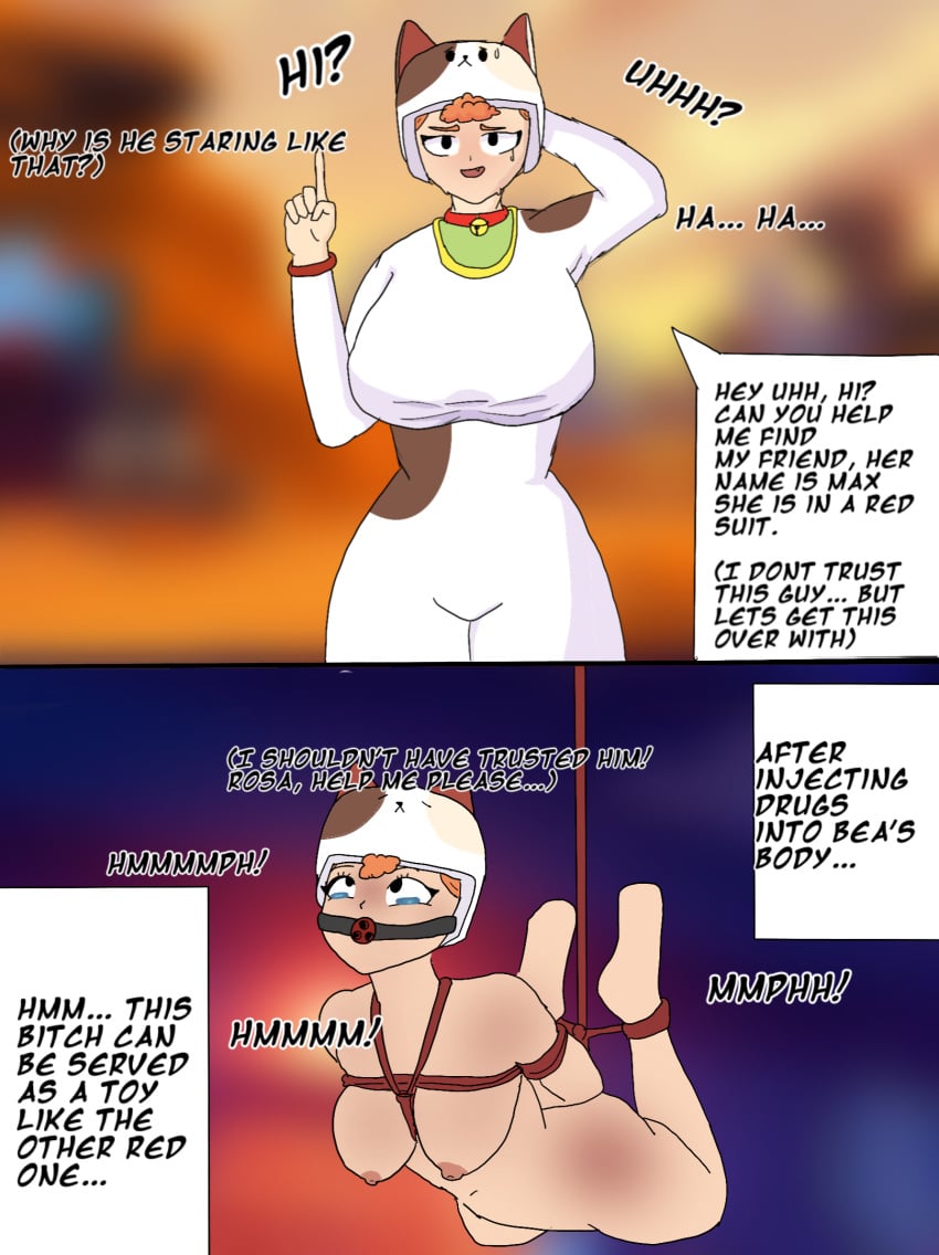 bea_(brawl_stars) begging bondage brawl_stars crying gag gagged gagged_female gagged_speech imminent_sex kidnapped kingdagon naked_female neko_bea_(brawl_stars) nervous nervous_smile nervous_sweat simple_background submissive tear tears tied_arms tied_up toy