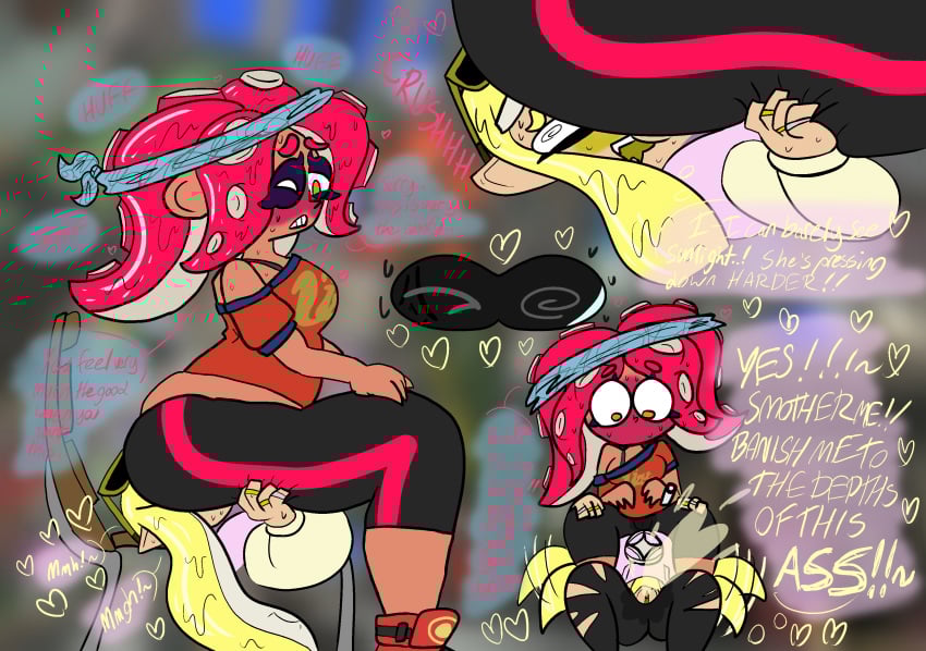 agent_4_(splatoon) agent_8_(splatoon) ass_in_face blush danielgreeninkling face_in_ass facesitting grope groping groping_ass sitting_on_face sitting_on_person splatoon splatoon_2
