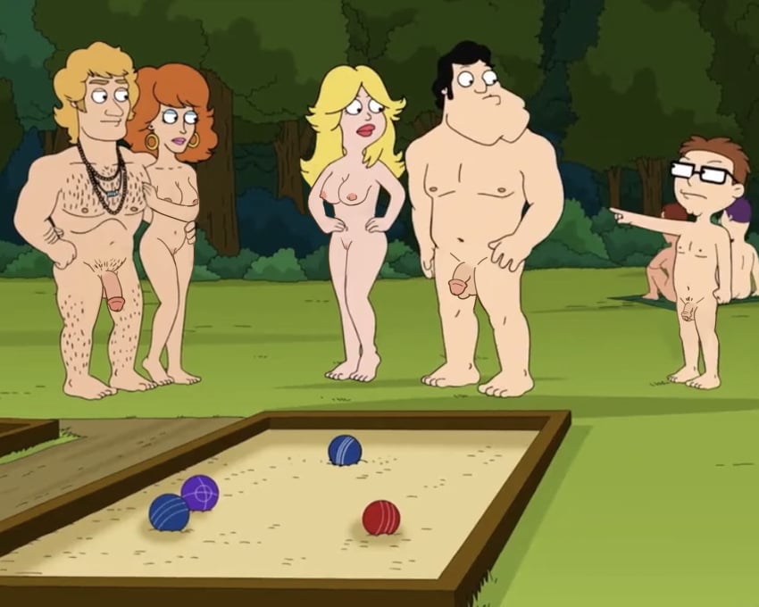 accurate_art_style american_dad breasts canonical_scene cock edit edited exposed female francine_smith long_hair male naked nude nude_female nudist nudist_place penis pussy screenshot screenshot_edit stan_smith