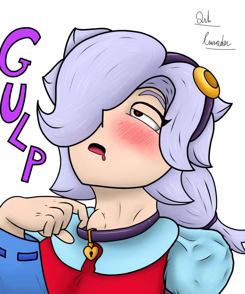 art_crusader brawl_stars colette_(brawl_stars) giantess_vore gulping macrophilia neck_bulge swallowed_alive swallowed_whole unwilling_prey vore