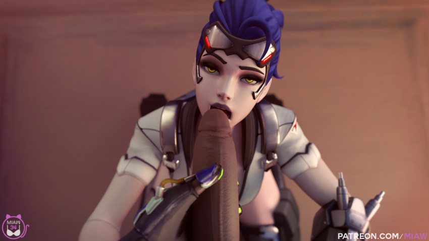 3d alternate_costume blender dark-skinned_male dark_skin fellatio female giver_pov interracial lúcio looking_at_viewer miaw34 oral overwatch pov talon_widowmaker widowmaker