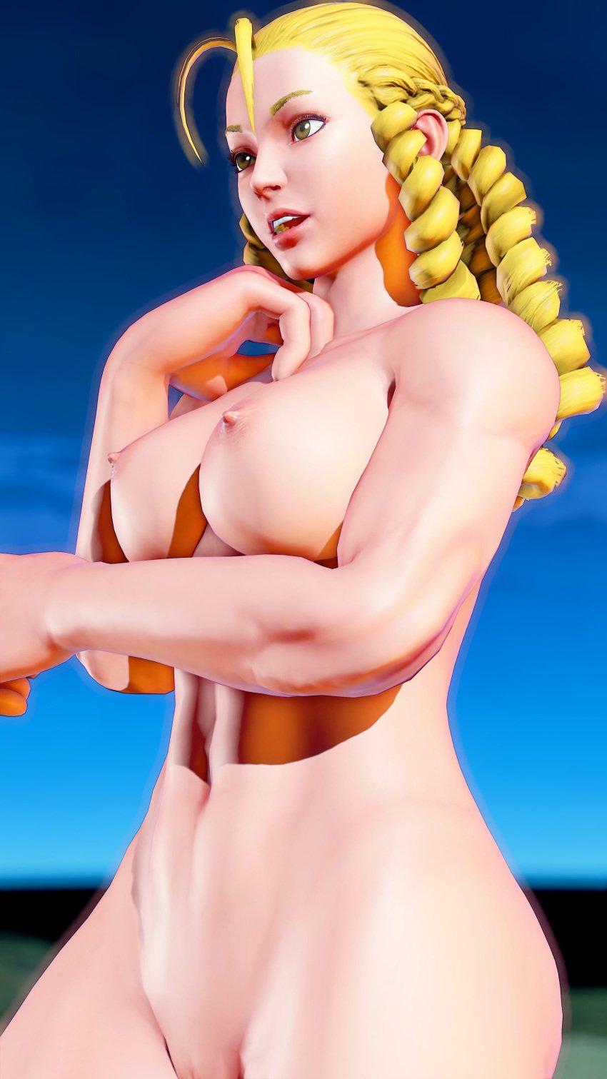 3d ass athletic athletic_female blonde_hair bubble_butt busty capcom drill_hair female female_focus female_only hourglass_figure karin_kanzuki long_hair nude nude_female nudity sf_screenshot street_fighter street_fighter_v tagme wide_hips