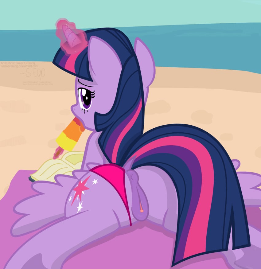 1girls 2017 alicorn animated anus ass beach bedroom_eyes book clitoral_winking clitoris clothing cutie_mark dock equine feathered_wings feathers female female_only feral food friendship_is_magic furry hair half-closed_eyes horn licking looking_at_viewer looking_back magic mammal multicolored_hair my_little_pony outside panties panties_aside popsicle purple_eyes purple_feathers pussy rear_view seaside seductive shutterflyeqd sky solo spread_legs spreading tongue tongue_out twilight_sparkle_(mlp) underwear underwear_aside water wings