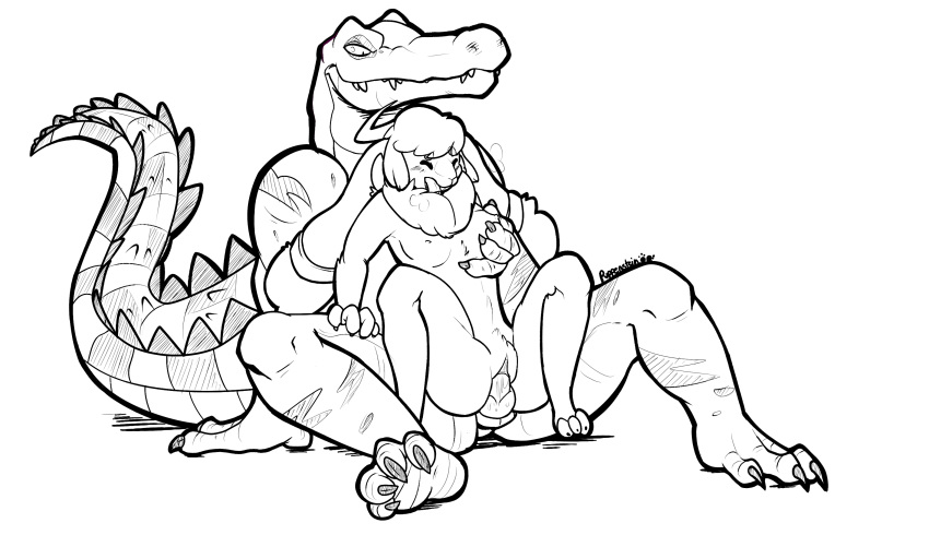 anthro breasts crocodile crocodilian duo female grope lagomorph male mammal penis predator/prey puppenstein pussy rabbit reptile scalie sex size_difference sketch straight tagme