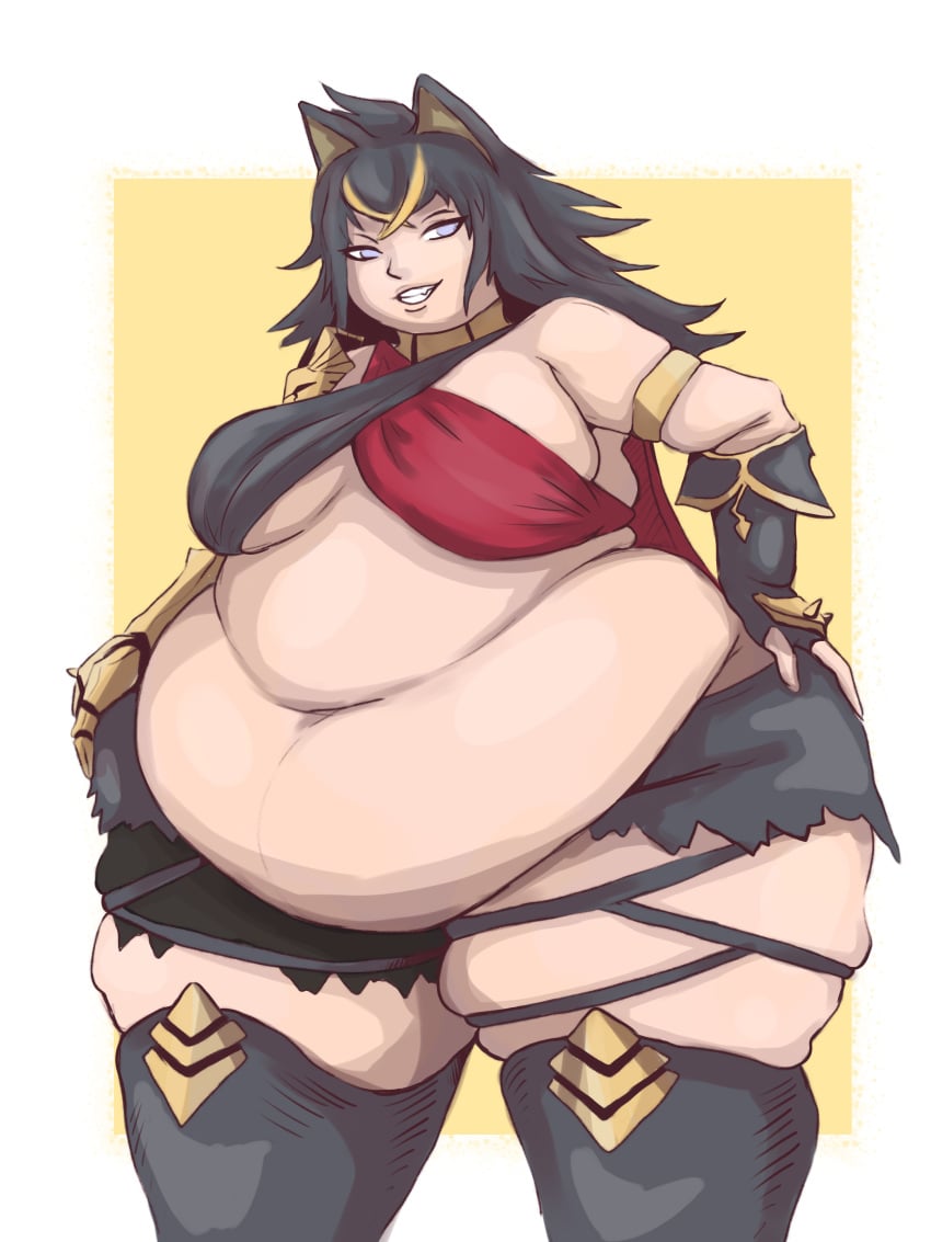 1female 1females 1girls belly belly_button black_hair black_hair_female blue_eyes blue_eyes_female breasts chubby chubby_female dehya_(genshin_impact) exposed_belly exposed_belly_button exposed_fat_belly fat fat_female fat_girl fat_woman female female female_focus female_only genshin_impact hoyoverse mihoyo mihoyo_technology_(shanghai)_co._ltd. obese obese_female overweight overweight_female solo solo_female solo_focus ssbbw standing sumeru_girls text thick_thighs wide_hips