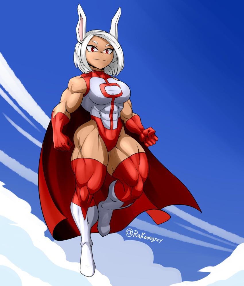 1girls abs alternate_version_available blood boku_no_hero_academia boots bunny_ears bunny_girl cape cosplay crossover crossover_cosplay dark-skinned_female dark_skin female_only image_comics invincible leotard mirko muscles muscular muscular_female my_hero_academia omni-man_(cosplay) rabbit_ears rabbit_girl rakoongrey red_eyes short_hair short_hair_female solo solo_female solo_focus superhero superhero_costume superheroine tagme thick_thighs