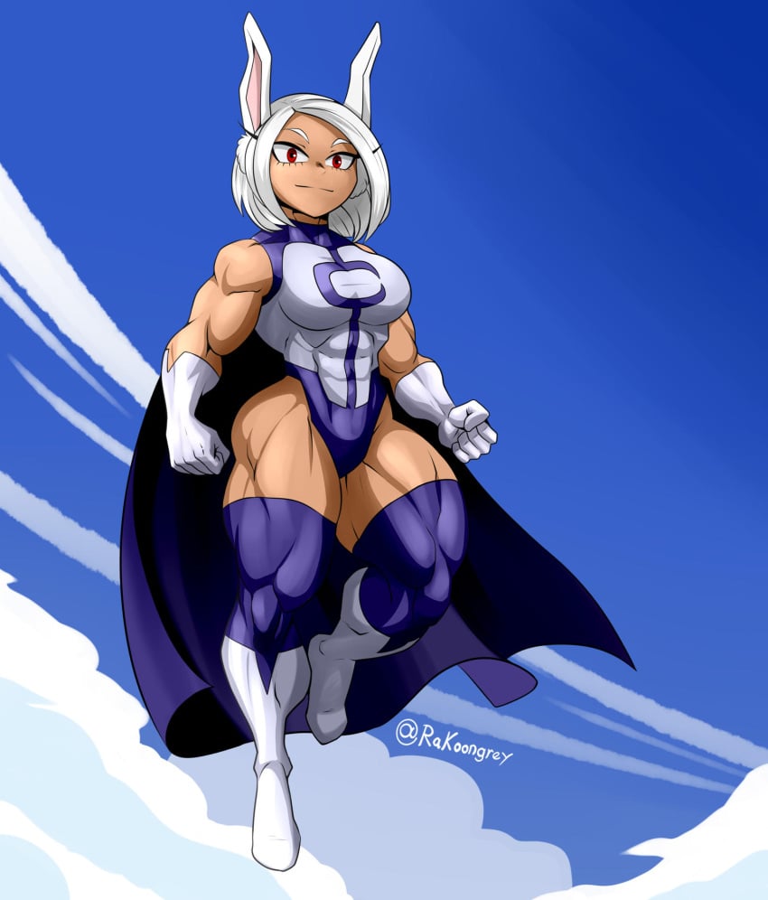 1girls abs alternate_color alternate_version_available blood boku_no_hero_academia boots bunny_ears bunny_girl cape cosplay crossover crossover_cosplay dark-skinned_female dark_skin female_only image_comics invincible leotard mirko muscles muscular muscular_female my_hero_academia omni-man_(cosplay) rabbit_ears rabbit_girl rakoongrey red_eyes short_hair short_hair_female solo solo_female solo_focus superhero superhero_costume superheroine tagme thick_thighs