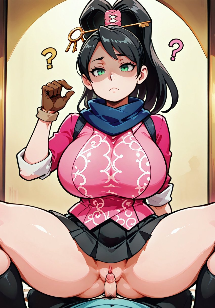 1boy1girl 4k absurd_res absurd_resolution absurdres ace_attorney ace_attorney_investigations ai_assisted ai_generated alternate_breast_size anime anime_style big_breasts black_hair black_hair_female busty busty_female busty_girl capcom character_request civitai close-up clothed clothed_female clothed_male comission detailed disappointed disappointing disappointment disgust disgusted exposed_vagina female female_on_top front_view frown frowning frustrated frustration gloves green_eyes gyakuten_saiban hair_ornament half-closed_eyes hand_up high_ponytail high_resolution highres huge_breasts humiliated humiliating humiliation indoors kay_faraday key kneehighs large_breasts legs_apart long_hair male_pubic_hair micro_penis micropenis miniskirt mocking pleated_skirt point_of_view pov question_mark raised_arm request scarf self_upload shaded_face shirt simple_background skirt sleeves_rolled_up small_cock small_penis small_penis_humiliation smaller_male spread_legs taller_female thick_thighs tiny_penis unhappy_female upset video_game_character video_games wide_hips