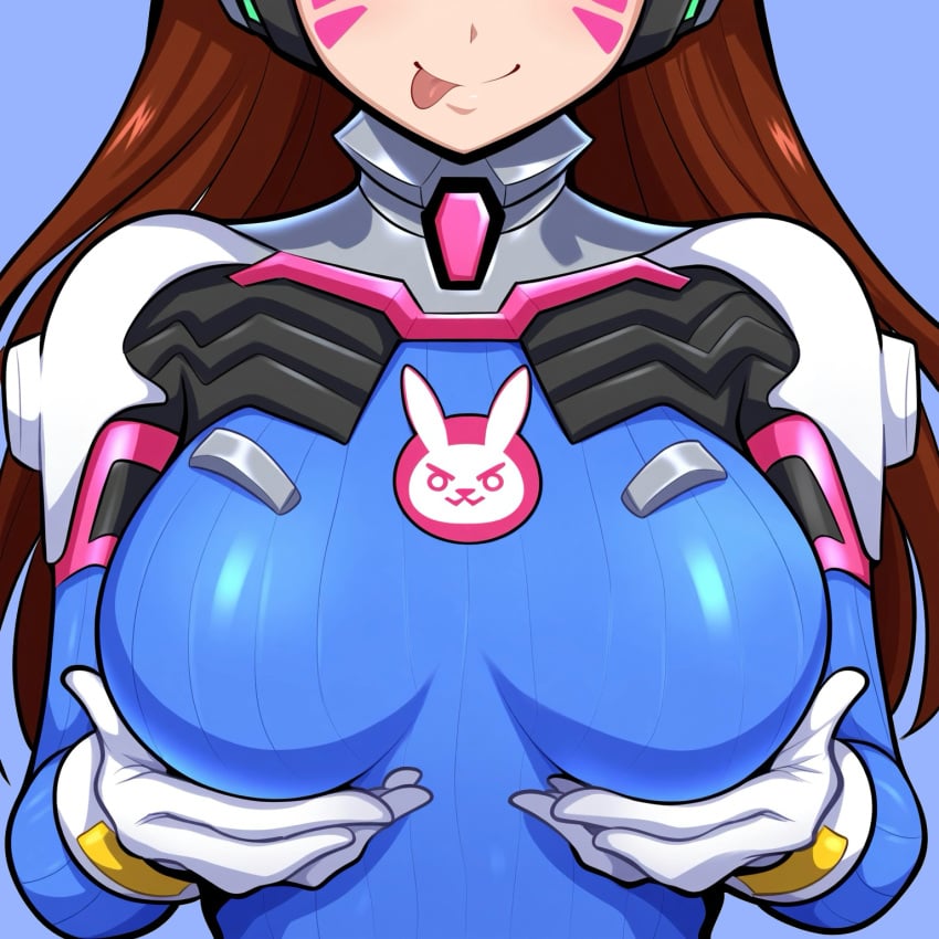 1girls ai_generated alternate_breast_size big_breasts bodysuit breast_focus breasts chest close-up d.va female large_breasts novelai overwatch paulinebabe solo