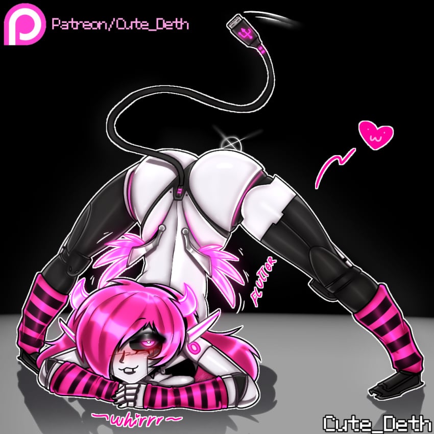 ali(character) armwear artist_self-insert artist_signature artist_upload back_arch cute_deth cute_deth(artist) head_down_ass_up jack-o_pose legwear looking_at_viewer machine machine_girl mechanical mechanical_wings meme meme_reference patreon patreon_logo petite_body petite_female pink_eyes pink_hair robot robot_girl runa_(vrchat) self_insert succubus succubus_horns succubus_wings usb_tail