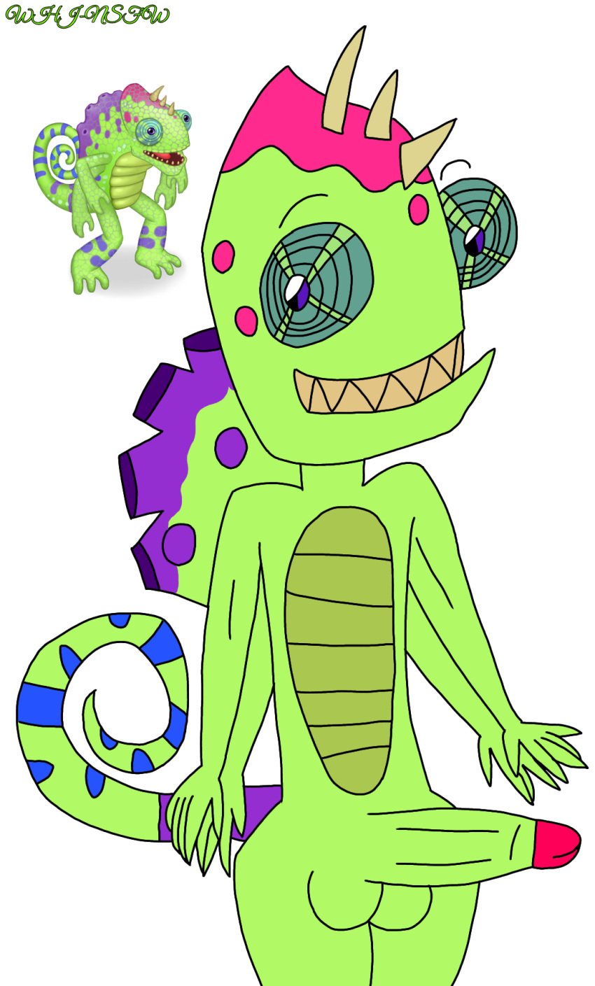 1boy anthro anthro_on_anthro chameleon chameleon_humanoid ethereal_island ethereal_monster kazilleon male male_only my_singing_monsters penis smile smiley_face smiling